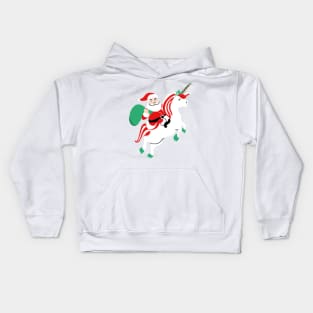 Santa On Flying Unicorn Funny Christmas Gift Kids Hoodie